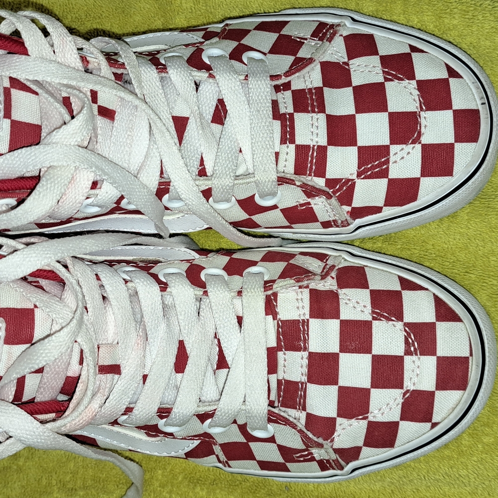 Vans Red and White Athletic High-Top Shoes